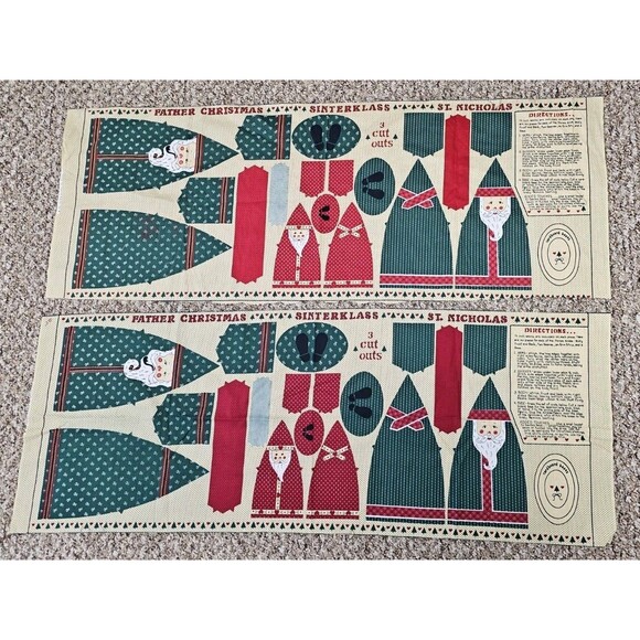 Other - Joan Kessler Father Christmas Sinterklass Cut Sew 2 Panels Santa St. Nicholas